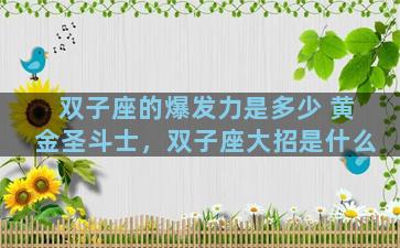 双子座的爆发力是多少 黄金圣斗士，双子座大招是什么